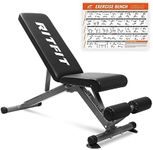 RitFit Adjustable/Foldable Utility Weight Bench for Home Gym, Weightlifting and Strength Training - Bonus Workout Poster with 35 Total Body Exercises（PWB01-2023 New Version）