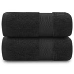 GC GAVENO CAVAILIA Extra Large Bath Sheet 2 Piece - 700 gsm Hotel Quality Egyptian Cotton Extra Large Towels 100X 180 Cm - Extra Soft Bathroom Towel - Black