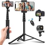 BURNNOVE Selfie Stick Tripod 48-158cm Phone Tripod Bluetooth Remote Extendable Portable Stable for Travel TikTok YouTube Video Vlog Live Stream