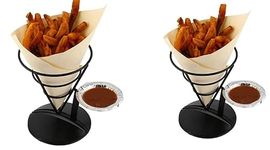 MFU-Made for You French Fries Cone Snacks Display Stand Fries Basket French Fries Stands Fish and Chips Basket Holder Snack Appetizer Serving Rack for French Fries Ice Cream (Combo Pack)