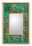 NOVICA Reverse Painted Glass Mirror, Emerald Fields