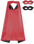 Kids Superhero Cape Mask Set - Hero Costume Fancy Dress Cosplay - Party Dress Up Supplies for Boys & Girls (Black)