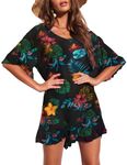 Ekouaer Swimsuit Cover Ups for Women, Bathing Suit Coverups Beach Cover Dresses Resort Wear S-XXL, Type1-pat4-leaf Print, XX-Large