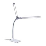 daylight DuoPro™ Dual Head LED Desk Lamp with Anti-Glare Shades, Adjustable Brightness, & 95+ CRI for Accurate Color - Modern Design, Perfect for Home Office, Crafting & Studying (UK Plug)