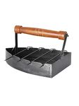 Ek Do Dhai Antique Iron BBQ Metal Platter Tray with 4 Skewers Iron & Wood for Serving Paneer Chicken Tikka & Party Snacks