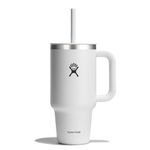 Hydro Flask 32 Oz All Around Stainless Steel Travel Tumbler with Leak Resistant Flexible Straw Press-in Lid, White