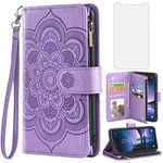 Asuwish Compatible with Samsung Galaxy S8 Active Wallet Case and Tempered Glass Screen Protector Flower Flip Card Holder Stand Cell Phone Cover for Glaxay S8Active 8s S 8 8Active G892A Women Purple