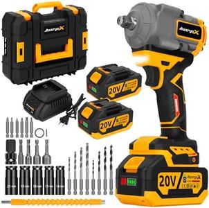 AwxryoX 1/2" 700N. m Compact Impact Gun, 516 Ft-lbs Cordless Pistola de Impacto High Torque w/ 2x4.0Ah Battery & Household Tool Accessories, Brushless Power Impact Wrench for Home Car Tire