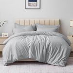 Aisbo Super King Duvet Covers Set Grey - 3Pcs Superking Size Bedding Set Soft Brushed Microfiber Quilt Cover with 2 Pillowcases