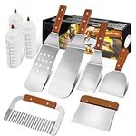 MAIKEHIGH Grill Griddle Accessories Kit - 9Pcs Professional Heavy Duty Stainless Steel Griddle Spatula & Scraper BBQ Tool Set Barbecue Grilling Utensils for Flat Top Cooking Tailgating