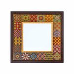 Creative Touch Hand-Painted Moroccan Tile Mirror for Home & Wall Decor | Square Wall Mirror for Living Room,Bedroom,Bathroom,Office 19.7 x 19.7 INCH (Multicolour)