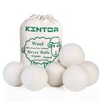 KinTor Wool Dryer Balls XL 6-Pack Reusable, Hypoallergenic 100% Organic Fabric Softener Alternative,Baby Safe & Unscented,Reduce Wrinkles & static cling, Shorten Drying Time, Natural Handmade (XL)