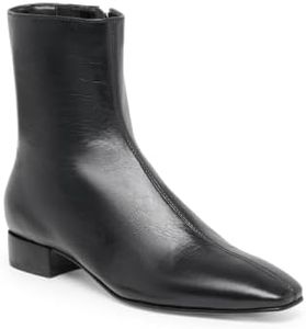 Coutgo Womens Ankle Boots Chunky Low Heel Square Toe Zipper Dress Booties