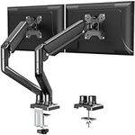 ELIVED Dual Monitor Arm Adjustable Gas Powered Ergonomic PC Monitor Stand for Most 13-32 Inch Monitors with VESA 75x75/100x100, with C-Clamp and Grommet Base, Gas Spring Monitor Arm EV005