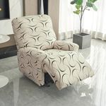 HOKIPO 140gsm Stretchable Recliner Sofa Cover 1 Seater, Natural Beige Abstract Art (AR-4940-C4)