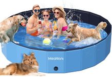 Meowant Foldable Dog Pool Dog Paddling Pool, Upgrade Thickened PP Material Swimming Pools for Large Dogs, Indoor Outdoor Portable Dog Pool, Large Kids Bath Pool with 4pcs Repair Patch (4XL-87 x 16)