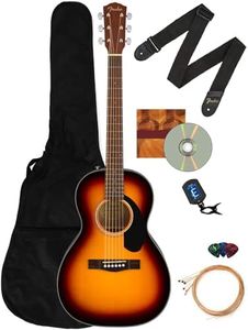 Fender CP-60S Solid Top Parlor Size Acoustic Guitar Bundle with Gig Bag, Tuner, Strap, Strings, Picks, Fender Play Online Lessons, and Austin Bazaar Instructional DVD - Sunburst
