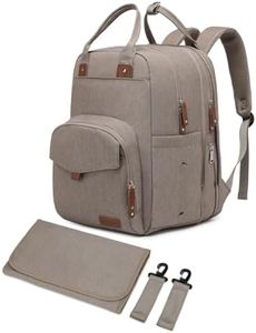 Qualyphant Large Diaper Bag Backpack for 2 Kids Twins - Expandable Baby Bag (26-36L), Dual Big Compartments, Coffee Brown, X-Large