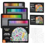 Shuttle Art Fineliner Colored Pens, 100 Colors 0.4mm Fine Point Pens with Stencils & Adult Coloring Books for Coloring, Drawing, Detailing, Writing Note Taking Calendar and Journal Art Projects