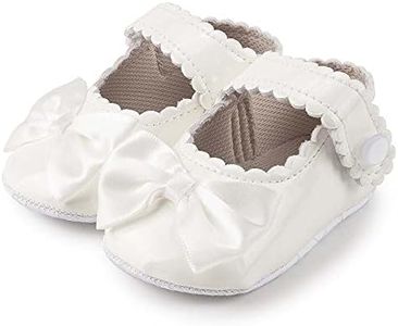 ohsofy Infant Baby Girls Mary Jane Flats Soft Sole Non-Slip Bowknot Princess Wedding Dress Shoes Toddler Crib Shoes