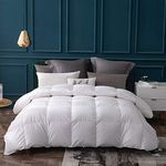 Globon Goose Down Comforter King Size All Season,400 Thread Count Ultra Soft Noiseless 100% Cotton Shell,45OZ,800 Fill Power Duvet Insert with Corner Tabs, White