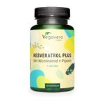 Vegavero Trans Resveratrol 98% 1000 mg | Natural Anti Aging & Skin Supplement | Pure from Japanese Knotweed | NO Additives | High Bioavailability with VIT B3 & Piperine | Lab Tested | Vegan