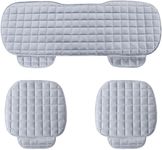 Pitrukrupa Enterprise Car Seat Cushion Set for Back Seat, Quilted Velvet Seat Pads with Anti-Slip Bottom and Elastic Installation Bands,3 Piece Set (Grey)