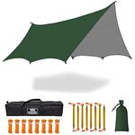 5m X 5m Large Camping Tarps Waterproof Hammock Rain Fly Multipurpose Hexagon Tarpaulin Shelter Tent Groundsheet Outdoor Tarp Awning Canopy (Without Pole)