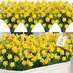 Alynsehom 9 Bundles Artificial Flowers Outdoor UV Resistant Fake Flowers Spring Summer Decoration Floral DIY Tables Party Home Greenery Shrubs Plants Home Garden Decor(Yellow)