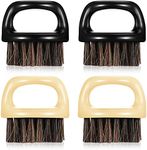 4 Pieces Knuckle Brush Set: Fade Brush, Barber Beard Brush for Men, Face and Neck Brush, Mustache and Hair Brush - Soft Bristles for Styling and Sweeping