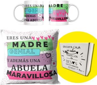 BY KROL STORE Regalo Madre Cumpleaños O Regalo Dia De La Madre Taza Y Cojin Regalo Original para Mama O Abuela Regalo Madre Cumpleaños Regalos Abuela (Rosa)