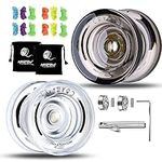 MAGICYOYO 2 Pack of Yoyo K2 Crystal, Responsive Yoyo for Kids Beginner, Dual Function Yoyos with Replacement Unresponsive Yoyo Bearing for Advanced Player+Bearing Removal Tools+12 Yoyo Strings+2 Bags