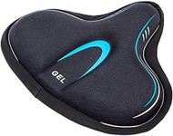 YBEKI Wide Exercise Bike Seat Cover - Comfortable Bicycle Saddle Cushion is Filled with Gel and high Density Foam to Make it More Elastic and Soft for Most Indoor Wide Bike Saddles (blue)