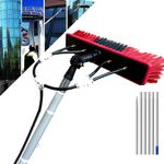 GeRRiT 3-10 Metre Telescopic Extending Water Fed Upstairs - 180° Rotatable Brush Head Telescopic Cleaning Brush Outdoor Window Glass Solar Panel,10M