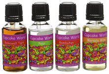 Cupcake World Food Flavouring Bottles Marsala Wine/Rambutan/Pear/Bakewell Tart 28.5 ml (Pack of 4)