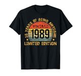 Turning 35 Birthday Decorations Men 35th BDay 1989 Birthday T-Shirt