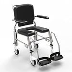 ARCATRON by Frido® | Prime SAS100 Assistant Propelled Commode Wheelchair with 7 Levels Height Adjustability and Swivel Back Armrest, Water Resistant Soft Cushions, Medical Grade Caster Wheels Shower Wheelchair, Upto 120 KG Capacity