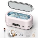 BYASKZIV Ultrasonic Cleaner, Upgraded 50KHz Ultrasonic Cleaner Machine with 304 Stainless Steel for Jewelry, Eyeglasses, Rings, Watch Strap, Dentures, Dual Cleaning Modes - Pink