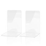 MSDADA Book Ends Clear Acrylic Bookends for Shelves, Bookends for Home Office Library Decorative, Book Ends, Drawer Dividers， Book Stopper for Books, Movies, Magazines, CDs (1pair/2pcs)