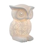 Simple Designs All The Rages LT3027-WHT Porcelain Owl Shaped Table Lamp