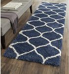 SHARDHA Home Modern Shaggy Carpets and Rugs for Hall, Offices, Kitchens, Bedroom, Living Room and Cabins (2 x 5 feet, Blue & Ivory)