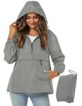 Avoogue Travel Rain Coats For Women Packable Ultra Lightweight Rain Jacket Women Grey S