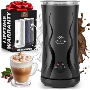 Zulay 4-in-1 Milk Frother and Steamer - Automatic Hot and Cold Foam Maker with Auto Shut Off & Temperature Control for Coffee, Latte, Cappuccino, Hot Chocolate - Black