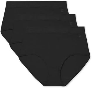 Tommy John Women's Second Skin High Rise Briefs, Comfortable Soft Stretchy Breathable Underwear for Women, High Waisted Ladies Briefs Full Coverage Panties, Black, X-Small, (Pack of 3)
