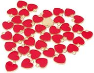 Honbay 40PCS Enamel Red Heart Shaped Charms Pendants for Jewelry Making or DIY Crafts