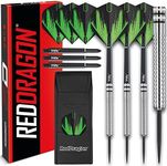 Raider 1: 23g Steel Tip Tungsten Darts Set - Green Style Set of Professional Darts with Shafts (Stems), Flights and Checkout Card - Choice of Colour Available