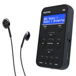 AZATOM A2 DAB/DAB+ Portable Digital Radio, Sports model, Pocket size, Rechargeable battery with 24hr playtime, Earphone, 40 Station Presets, Clock (Black)