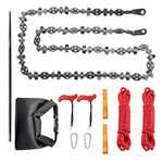 Upgrade 53 Inch High Reach Tree Limb Hand Rope Saw with Two Ropes, 68 Sharp Teeth Blades on Both Sides, Folding Pocket Chain Saw for Camping, Field Survival Gear, Hunting