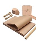 TOWNBUS 100 GSM Kraft Paper - 45 X 60 cm | Pack of 25 Brown Wrapping Paper, 30 Tags & Jute Rope | Perfect for Gift Packing, Painting, Arts and Crafts and DIY.