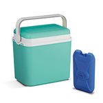 10 Litre Cooler Box Camping Beach Picnic Travel Insulated Coolbox + 1 Ice Pack (Cooler Box + 1 Ice Pack, Turqouise)